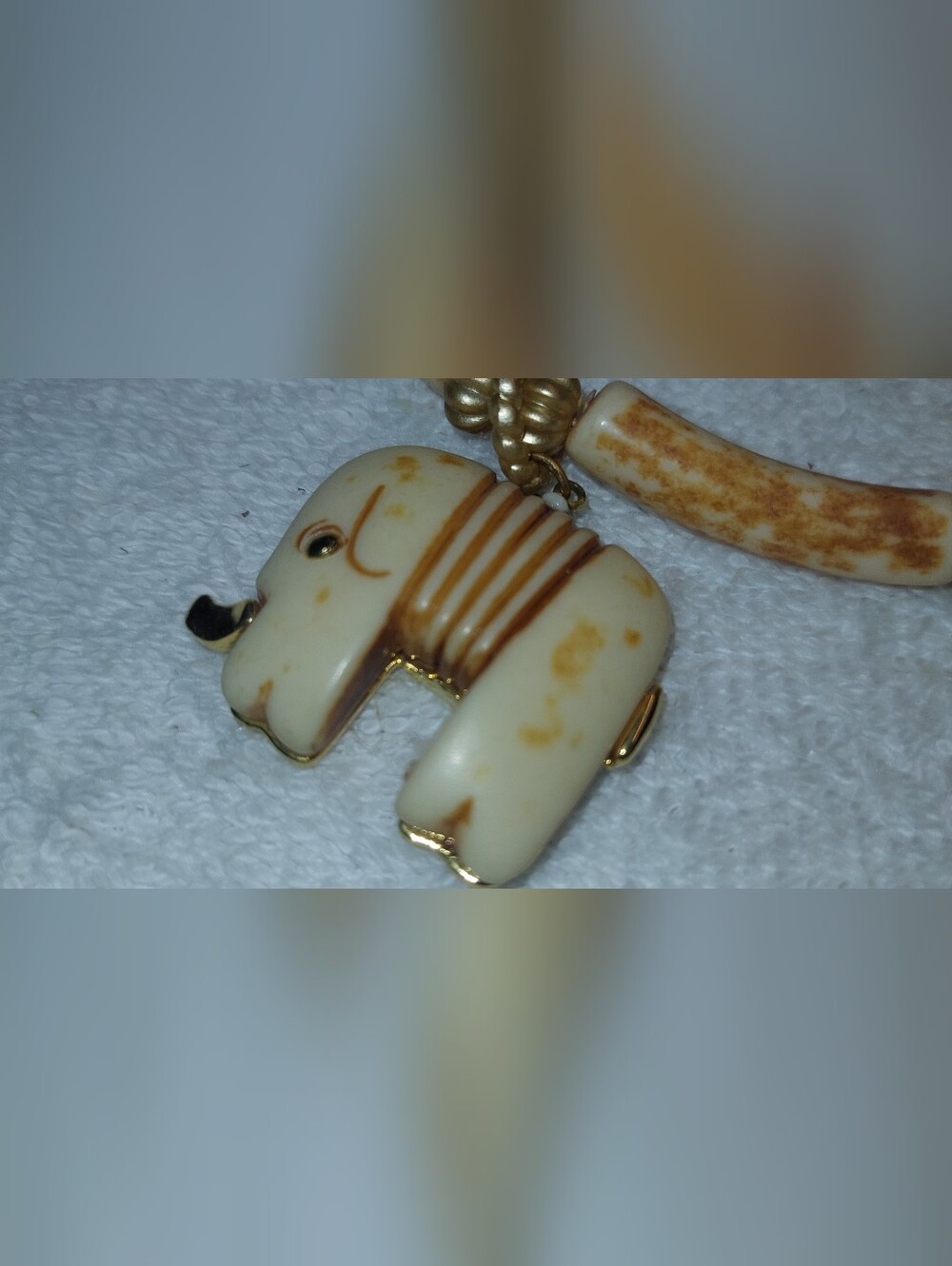 Ivory and Gold Elephant Charm Necklace